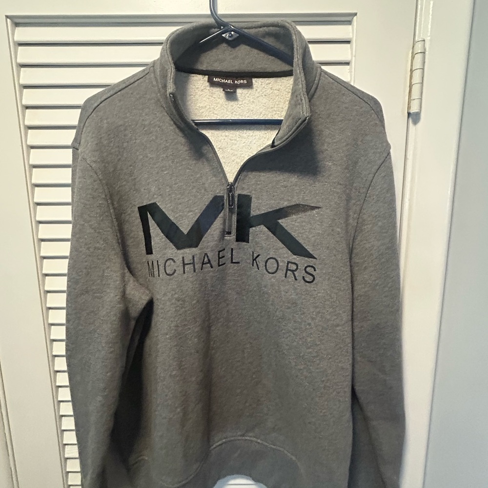 Michael Kors Black and Gray Zip-Up Sweater